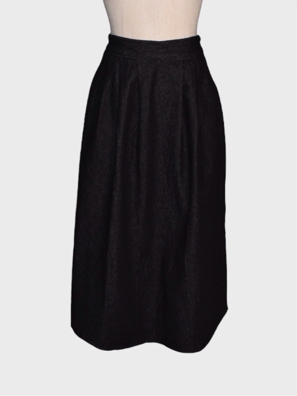 Oak + Fort Cotton Denim A-Line Midi Skirt‎